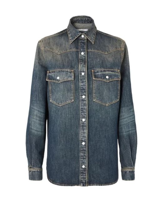 Fendi Blue Washed Denim Shirt