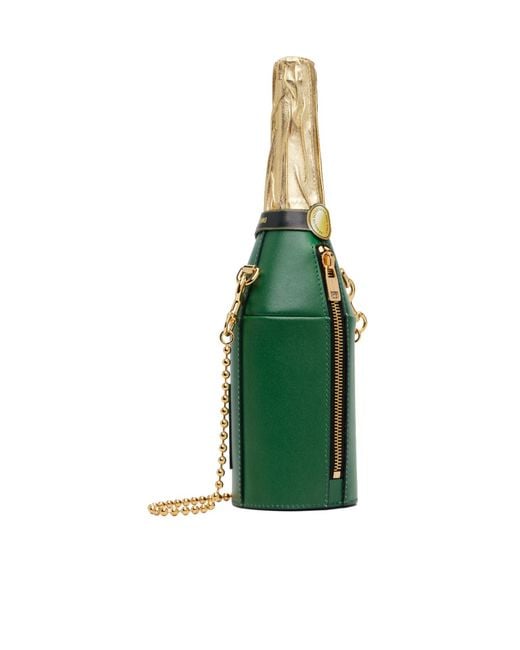 Moschino Green Champagne Bottle Chain Shoulder Bag