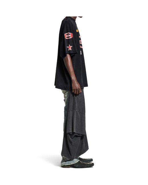 Balenciaga Black 'Sponsor Logos Oversize' T-Shirt for men
