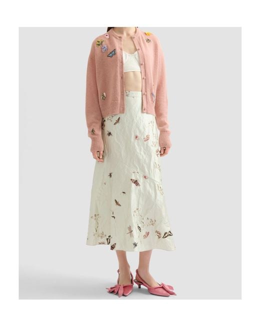 Erdem White Printed Skirt