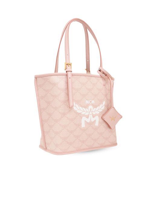 MCM Pink Mini Himmel Lauretos Monogram Pattern Tote Bag
