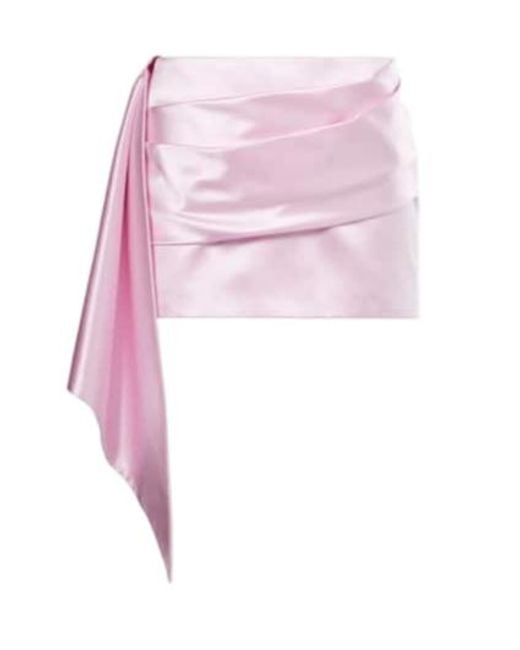 Alex Perry Pink Draped Duchess Satin Miniskirt