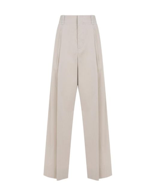 Bottega Veneta White Pleated Detail Tailored Trousers