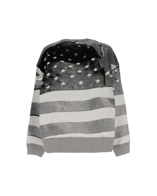 Palm Angels Gray Star Printed Crewneck Sweatshirt for men