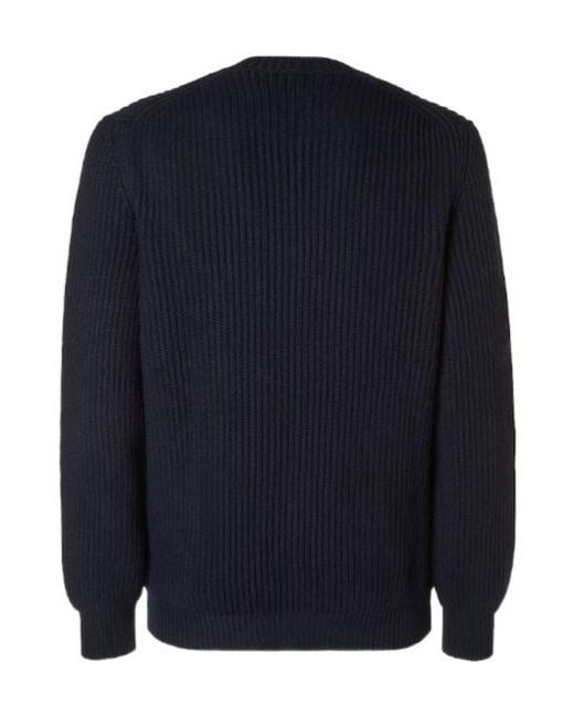Fendi Blue Maxi Logo Ribbed Knitted Sweater for men