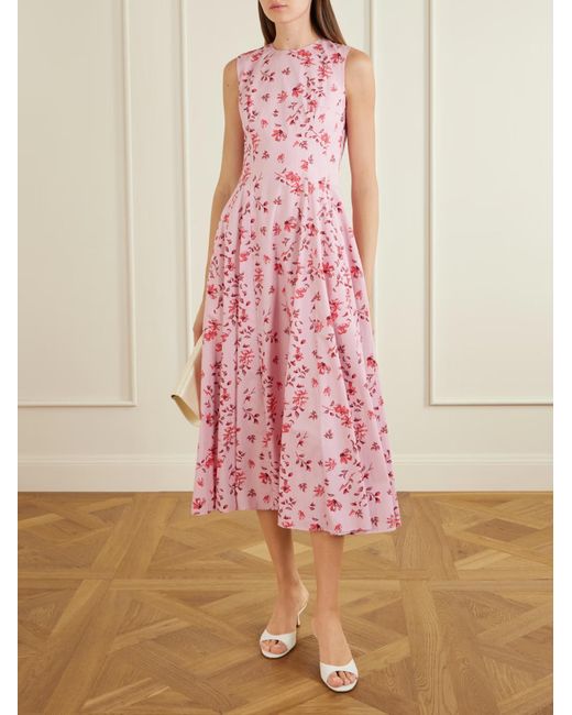 Emilia Wickstead Pink Floral Longsleeve Dress