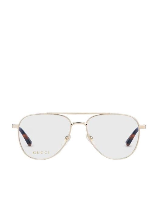 Gucci White Eyewear Aviator Frame Sunglasses for men