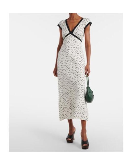 Rixo White Iggy Polka-Dot Linen-Blend Maxi Dress