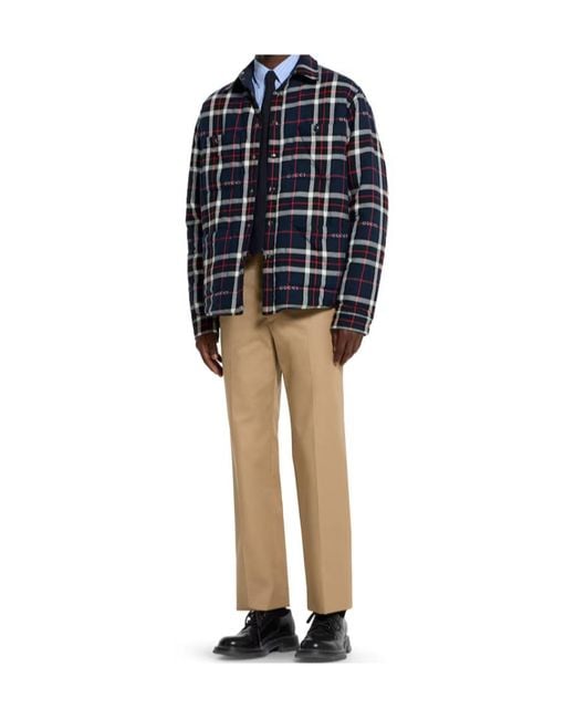 Gucci Natural Cotton Twill Trousers With Web Detail for men