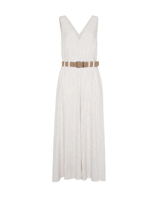 Brunello Cucinelli White Belted Maxi Dress
