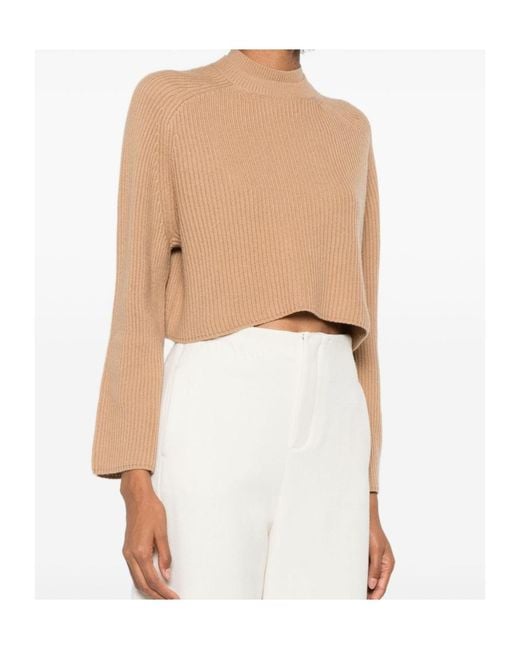 Max Mara Natural Long-Sleeve Knit Top