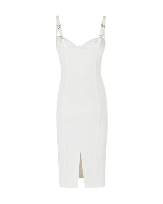 Elisabetta Franchi White Bustier Midi Dress
