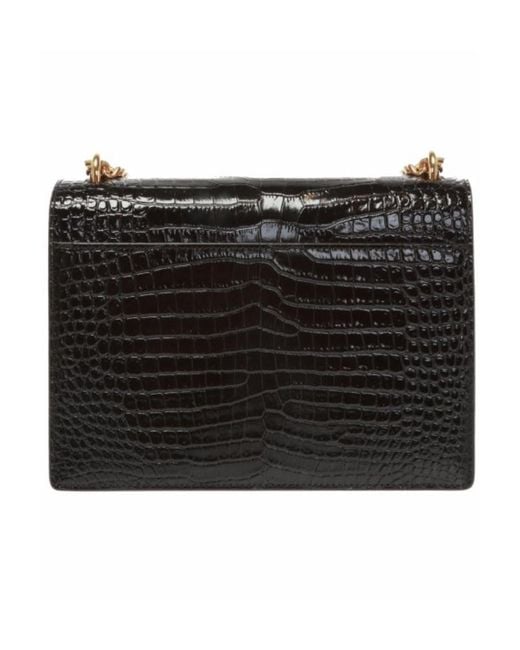 Saint Laurent Black Sunset Embossed Medium Shoulder Bag