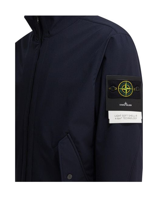 Stone Island Blue High Neck Zip-Up Jacket for men