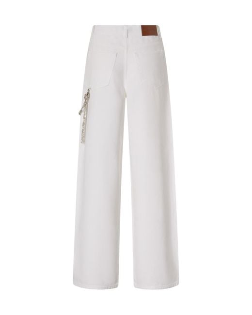 Pinko White Loose Wide-Leg Trousers