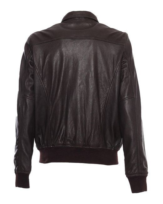 Schott Nyc Black Long-Sleeved Leather Jacket for men