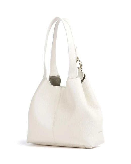 Coccinelle White C-Easy Logo Plaque Shoulder Bag