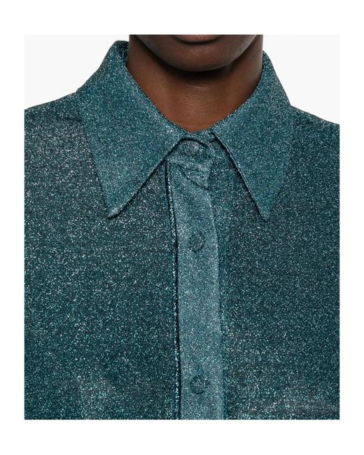 Oseree Green Oséree Lumiere Giltter Button-Up Shirt