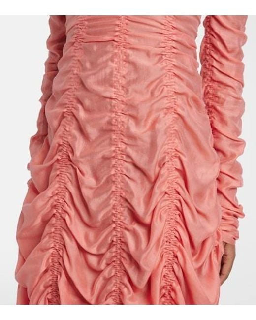Khaite Pink Judith Ruched Voile Cocktail Dress