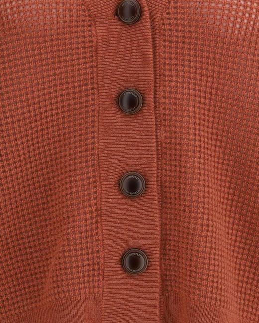 Brunello Cucinelli Orange Buttoned Cashmere Cardigan