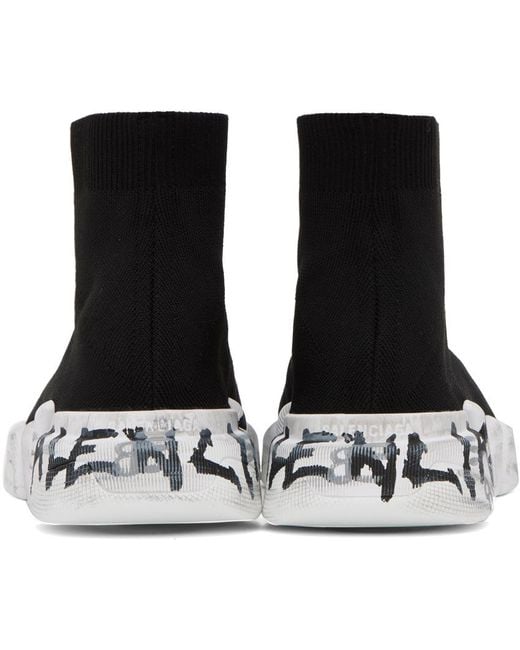 Balenciaga Black Speed 2.0 Sole-Printed Sock Sneakers for men