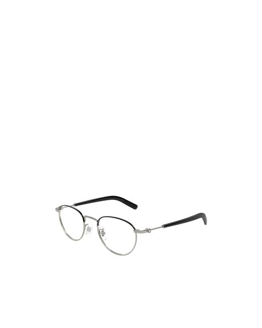 Montblanc White Eyewear Round Frame Glasses for men