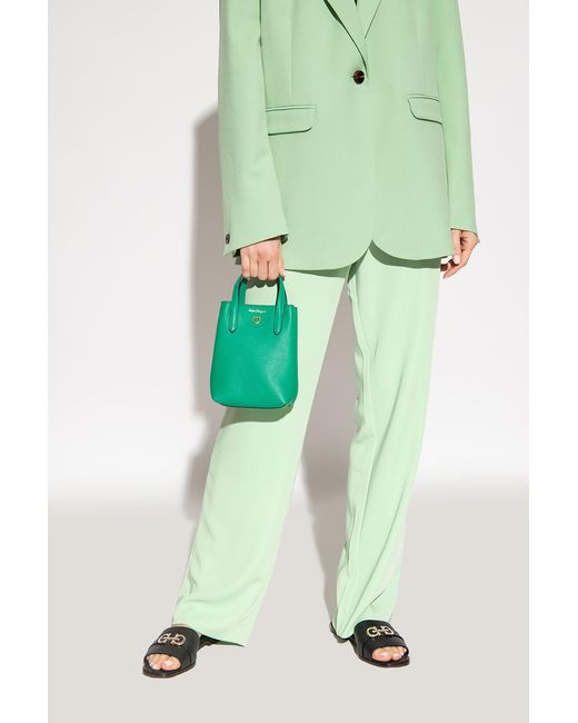 Ferragamo Green Logo Gancini Mini Shoulder Bag