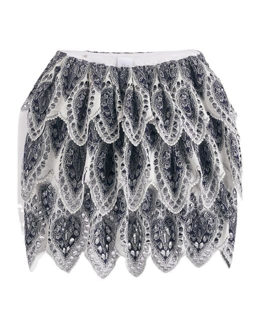 Dior Gray Embroidered Ruffle Miniskirt