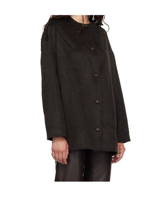 Loulou de Saison Black Cropped Coat With A Round Neck