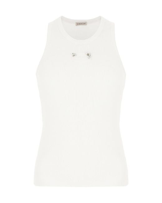 Moncler White Sleeveless Vest