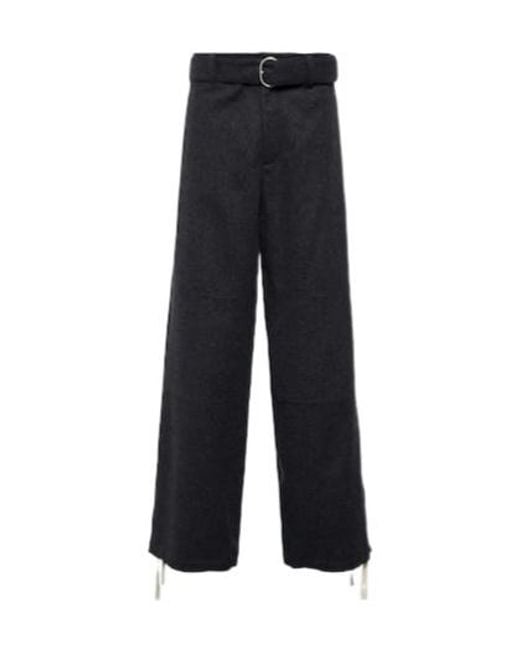 Jil Sander Blue Virgin Wool Wide-Leg Pants for men