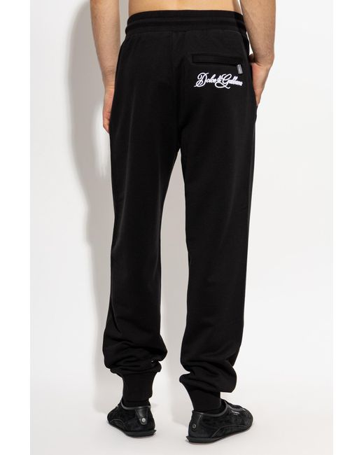 Dolce & Gabbana Black Logo-Detailed Drawstring Joggers for men