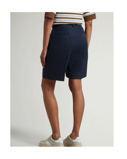 Woolrich Blue Pleated Bermuda Shorts