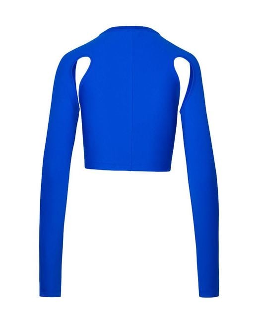 Off-White c/o Virgil Abloh Blue Cut-Out Crewneck Long-Sleeved Top