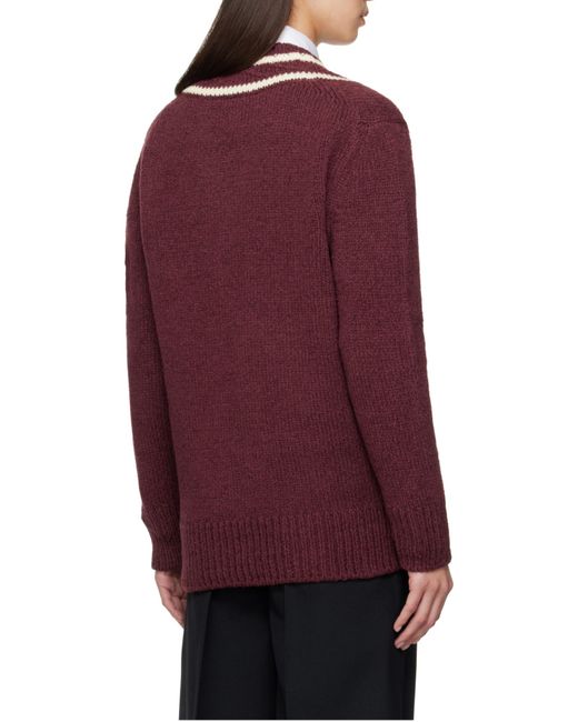 Moncler Red V-Neck Knitted Jumper