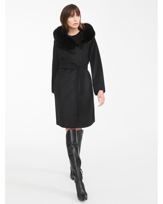 Max Mara Black Hooded Coat