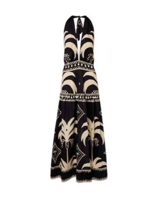 Johanna Ortiz Black Printed Cotton Maxi Dress