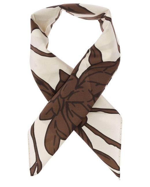 Brunello Cucinelli Brown Motif Printed Scarf