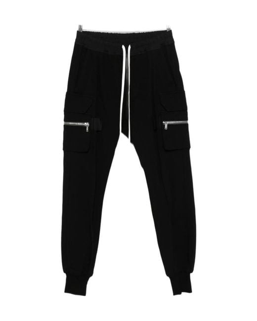 Rick Owens Black Matodon Zip-Pocket Drawstring Pants for men