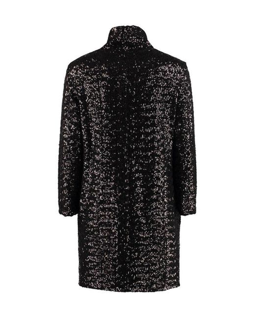 Fabiana Filippi Black Sequin Embellished High-Neck Mini Dress