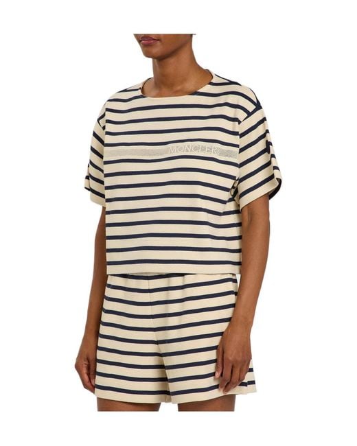 Moncler White Striped Cotton T-Shirt