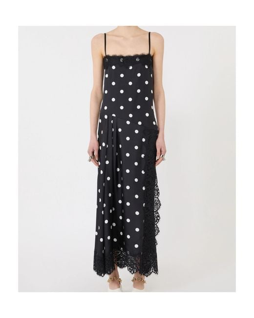 Sportmax Black Capo Polka Dot Printed Midi Slip Dress