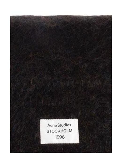 Acne Black Fringed Scarf for men