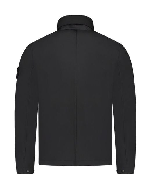 Stone Island Black Logo Patch High Neck Jacket for men