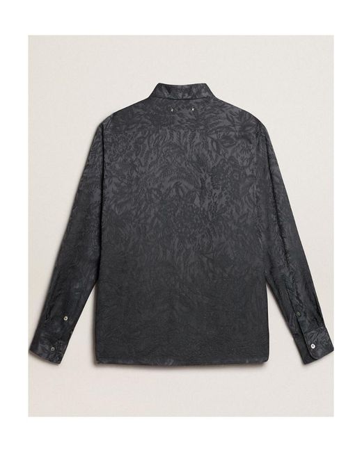 Golden Goose Deluxe Brand Gray Jacquard Shirt With All-Over Toile De Jouy Pattern