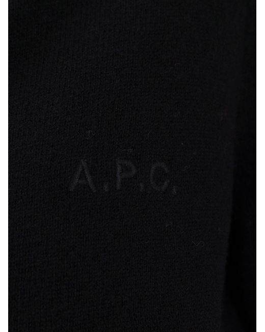 A.P.C. Black V-Neck Logo Embroidered Cardigan
