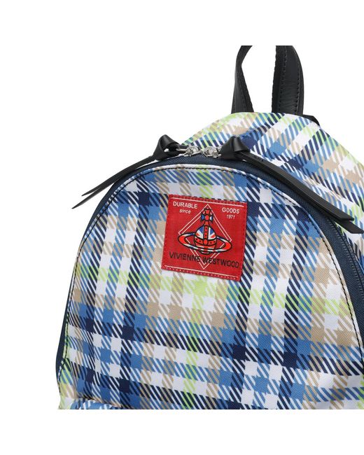 Vivienne Westwood Blue George Tartan-Check Pattern Backpack