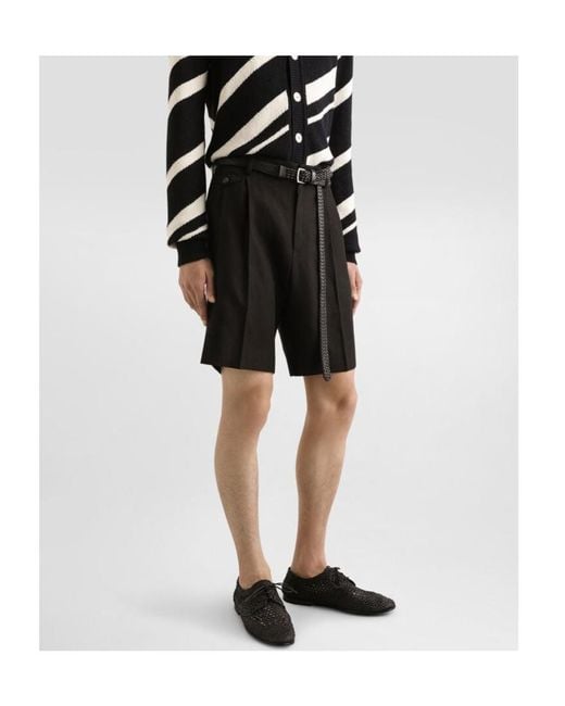Dolce & Gabbana Black Pleated Bermuda Shorts for men