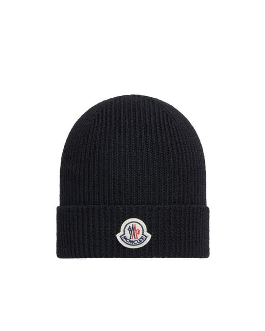 Moncler Blue Logo Patch Knitted Beanie for men