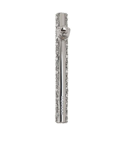 McQueen White Logo Engraved Embellished Earring